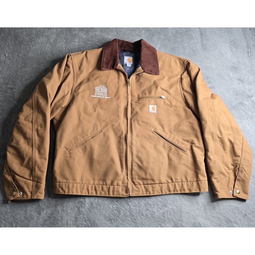 Vintage Carhartt J001 BRN Mens XL Brown Detroit Jacket USA Duck Blanket Lined